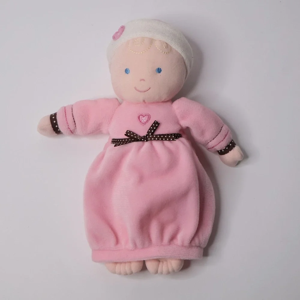 Carters‎ Pink Plush Baby Doll Heart Polka Dot Bow Soft Toy 10